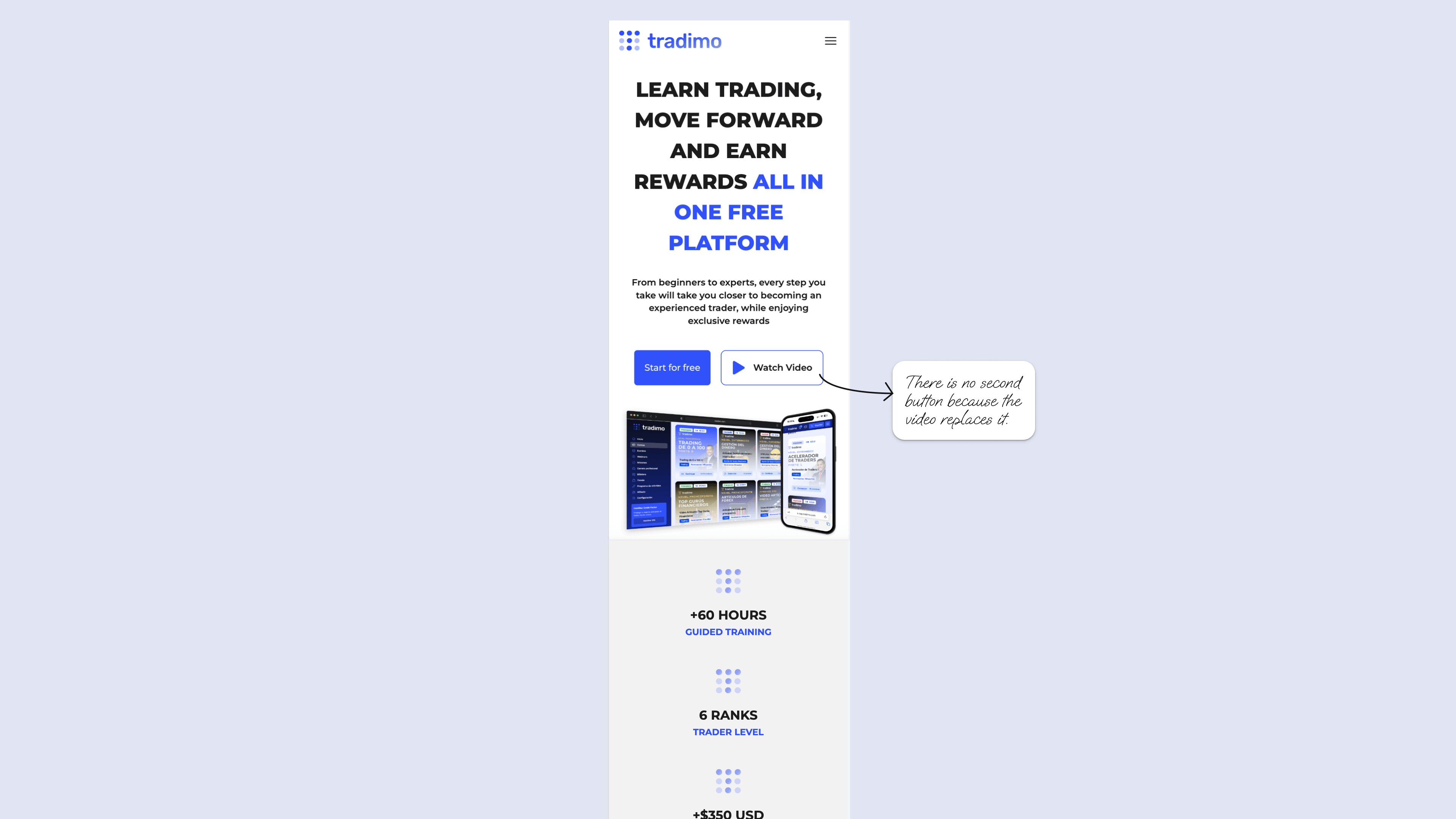 Landing page — Before