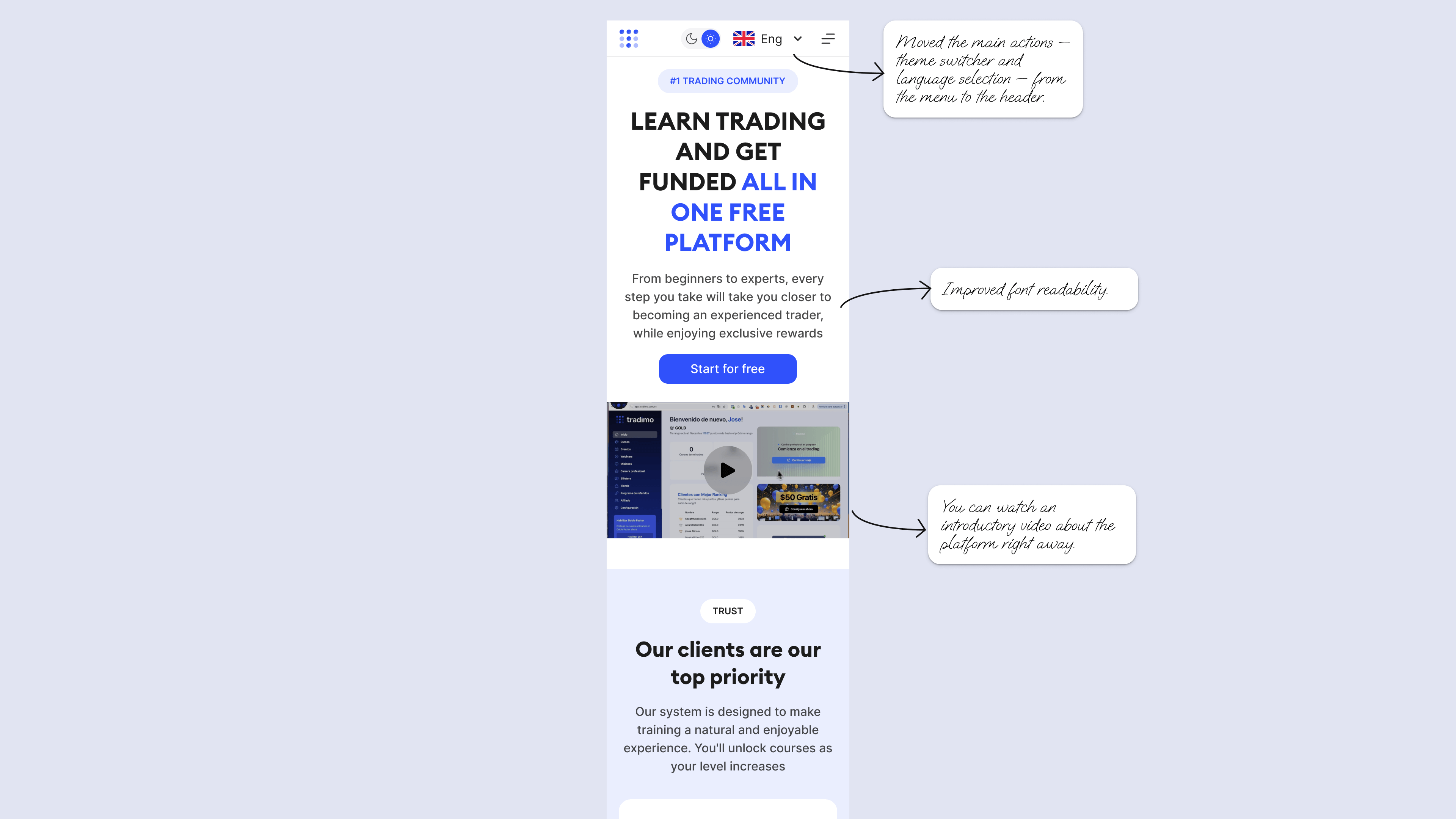 Landing page — After