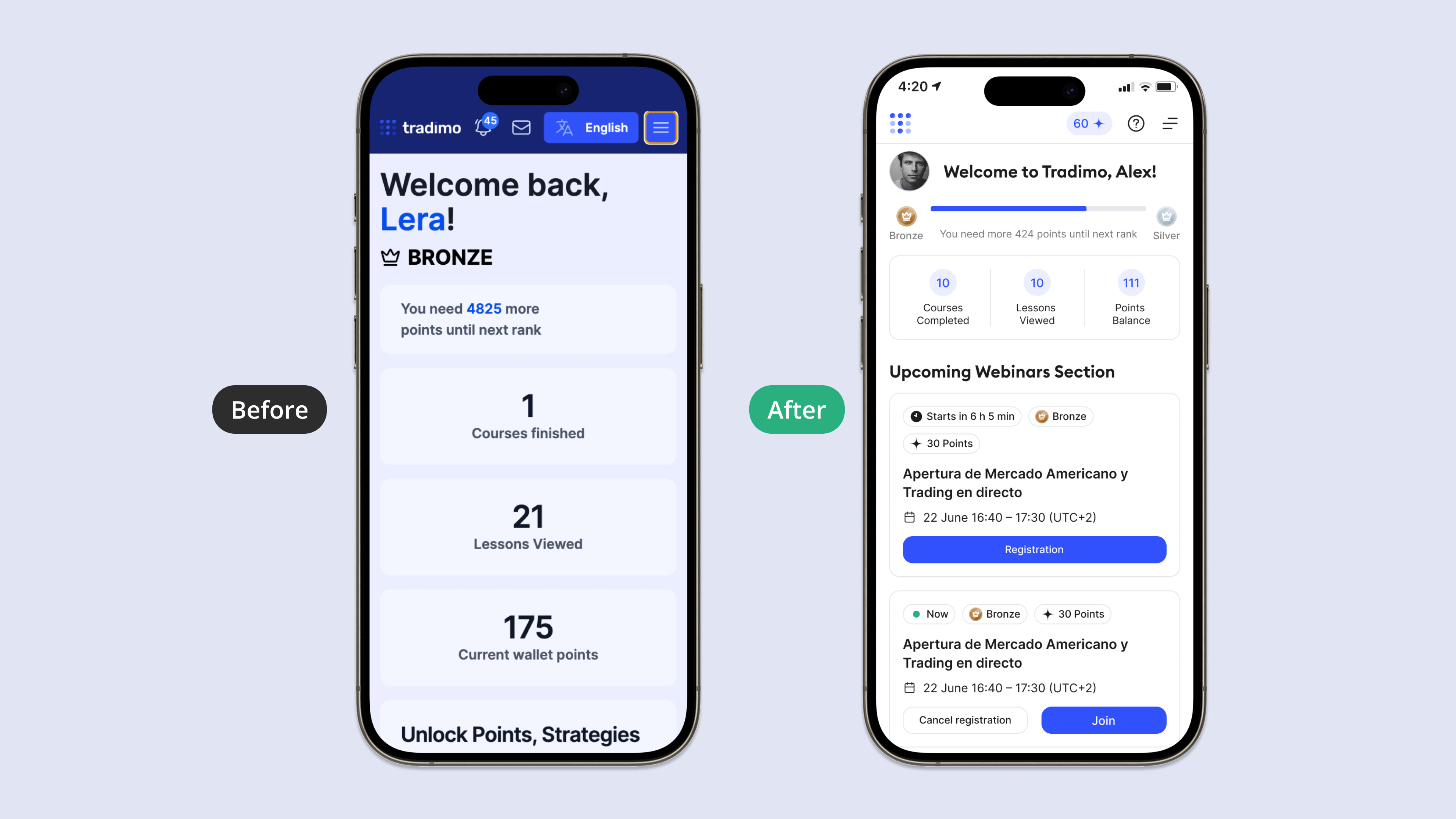 Learning dashboard