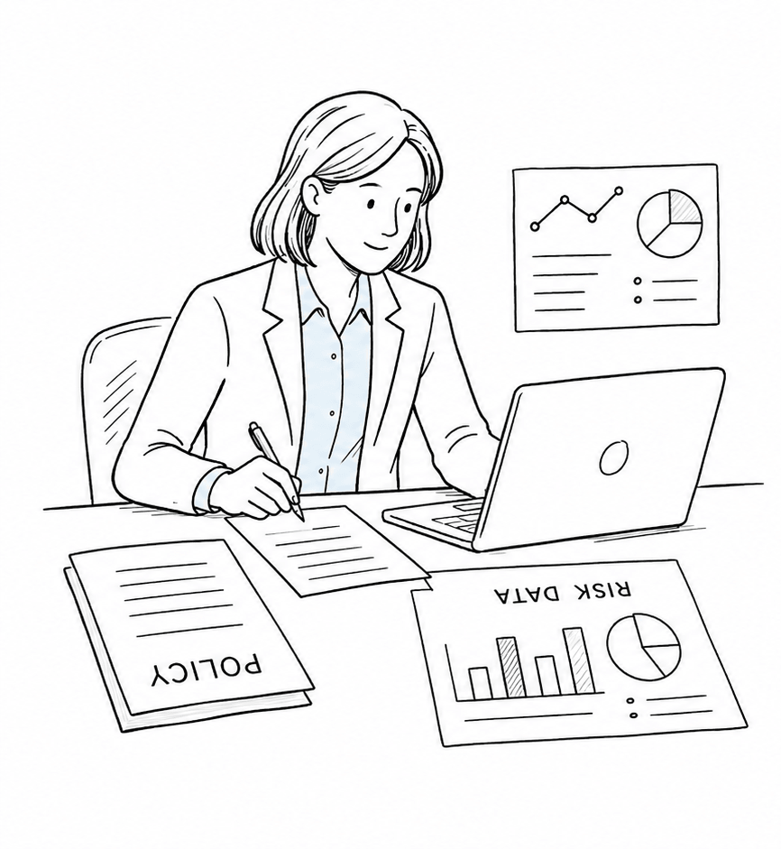 Insurance underwriter working with risk data